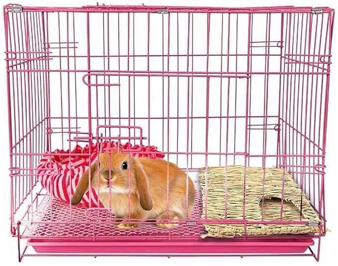 Tfwadmx 2 Pack Rabbit Grass House - Natural Hand Woven Seagrass Play Hay Bed, Collapsible Hideaway Hut Toy for Bunny Hamster Guinea Pig Chinchilla Ferret