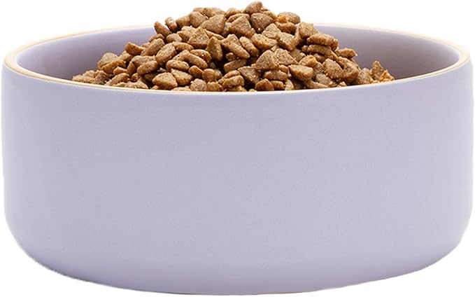 Waggo Edge Dog Bowl for Small Medium and Large Breeds - Clean Modern Matte Finish, Heavyweight and Durable Pet Food and Water Dish Crock, Dishwasher Safe (Lavender, 4 Cups)