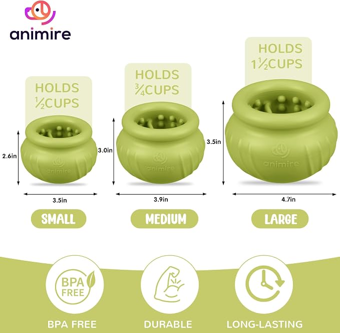 Wobbly Dog Enrichment Lick Toy, Stuffable Frozen Lick Bowl to Keep Dogs Busy, Long-Lasting Interactive Treat Dispensing Dog Toy, Silicone Fetch Catch Chew Toy(Green,L)