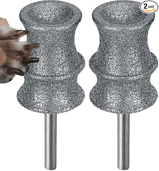 Diamond Dog Nail Grinder Bit Compatible with Dremel 7760 7350 & More, 1/8'' Stress-Free Replacement Head Attachment, Ideal for Medium, Large & Extra Large Dogs, Thick Nail Grooming, 2-Pack | 1/8" Diamond Bit, Safe Nail Trimming, Smooth for Thick Nails