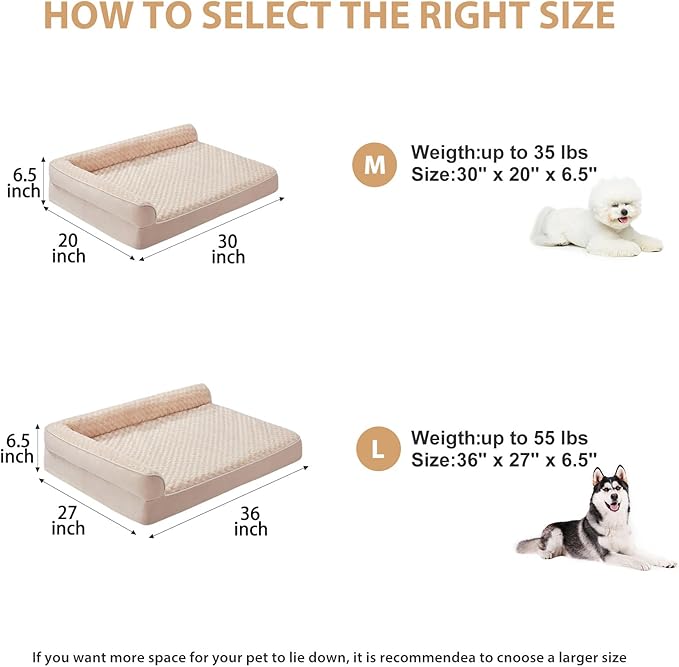 BFPETHOME Orthopedic Dog Beds for Large Dogs-Waterproof Sofa Dog Bed with Removable Washable Cover, Big Pet Bed with Waterproof Lining and Nonskid Bottom,Pet Bed for Large Dogs