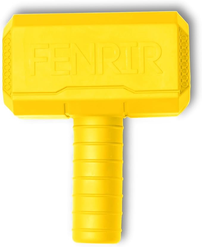 Fenrir Hammer Dog Chew Toy Strong Rubber Stuffable Enrichment Toy for Chewers (Yellow, Medium)