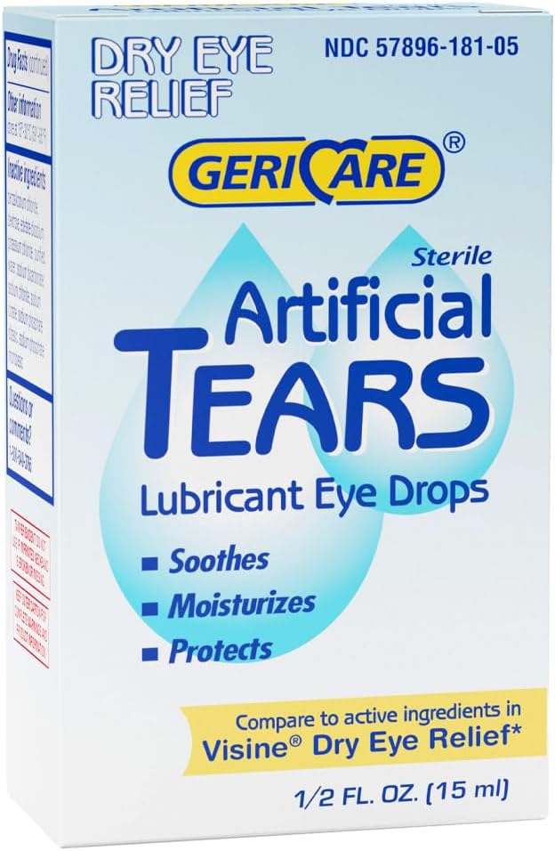 GeriCare Artificial Lubricating Tears, Soothing Eye Hydration Drops, Long Lasting Lubricant Formula for Dry Eyes, 0.5 fl oz Bottle (15ml) (1 Pack)