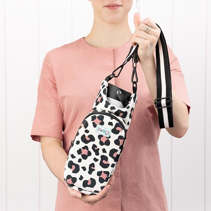 Swig Life Water Bottle Sling Bag, Water Bottle Holder with Adjustable Strap, Carrier Bag with Zippered Phone Pocket, Holds 36oz (On Pointe)