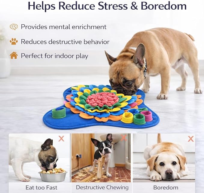 Dog Snuffle Mat - Slow Feeder for Dogs, Interactive Feeding Mat for Mental Stimulation & Anxiety Relief, Non-Slip Washable Pet Enrichment Toy for Small & Large Dogs