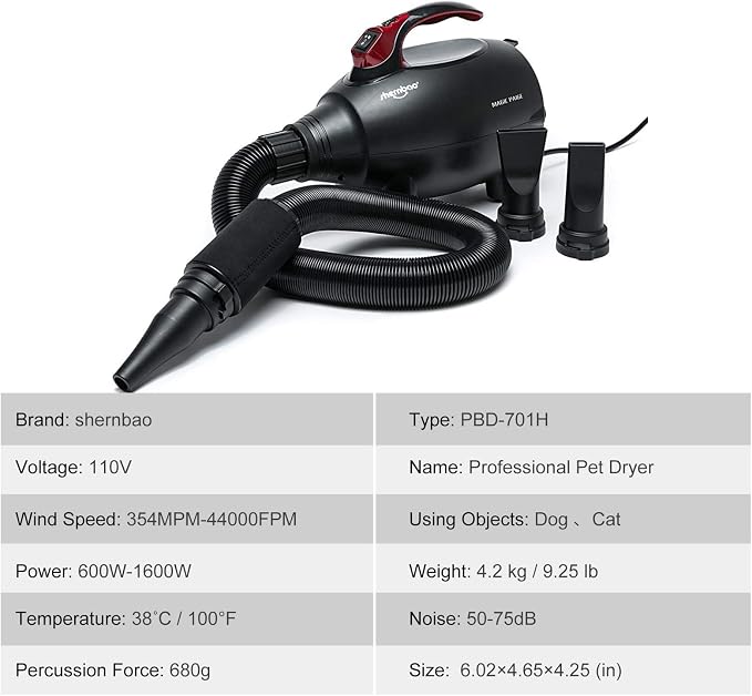 High Velocity Professional Dog Pet Grooming Hair Drying Force Dryer Blower 4.5HP (PBD-701H)