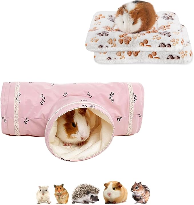 Amakunft 2 Pcs Guinea Pig Bed Mat Washable, Rabbit Winter Bed Pad for Indoor & uinea Pig Tunnels and Tubes, Guinea Pig Hideaway Play Toy, Small Animal Activity Structures
