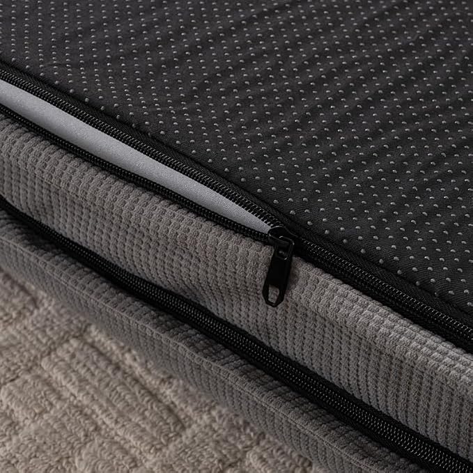 Dog Bed, U-Shaped Dark Gray Couch-Style Pet Bed with Waterproof Cover, Brown, 42 x 30 x 6.5 Inches, Removable Washable Cover, for Large Dogs and Cats
