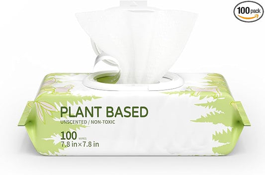 IMMHABI 100 Unscented Pet Wipes for Paws & Butt Plant Based Hypoallergenic Pets Cleansing & Deodorizing Anal Gland Hygienic Puppy Wipes for Dogs Face & Body Cat Wipes Cleaning Fur Doggie Wipes