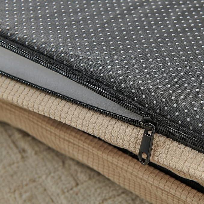 Dog Bed, U-Shaped Couch-Style Pet Bed with Waterproof Cover, Removable Washable Cover, for All Dog and Cat Breeds (Brown, 42" x 30" x 6.5")