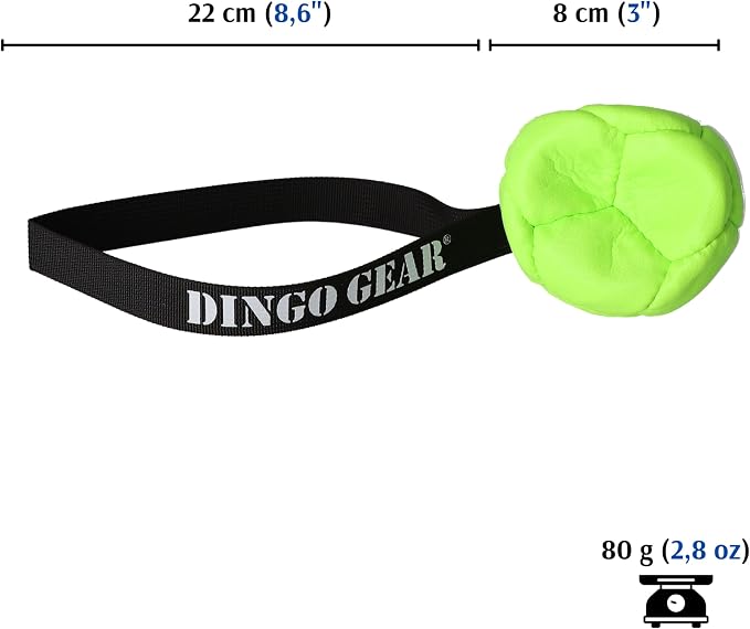 DINGO GEAR WWW.DINGOGEAR.COM 1977 Set Faux Leather Ball with Pump for Dog Training, as Reward for Fetch tug of war, for Strong Dog, Handmade, 3in Green Z30030