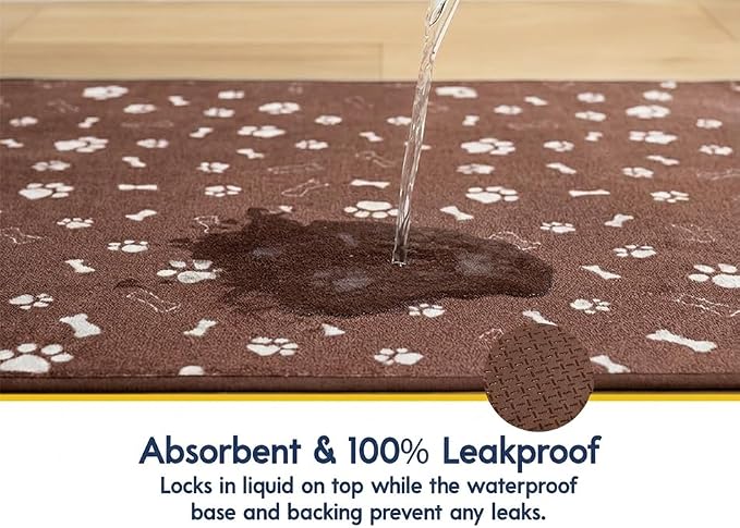 Muddy Mat® Washable Pee Pads for Dogs, Super Absorbent Reusable Puppy Pads–100% Waterproof Pee & Potty Training Pads for Pets, Non-Slip Dog Pads for Crates, Playpens and Floors - 2 Pack, Brown 24"x36"
