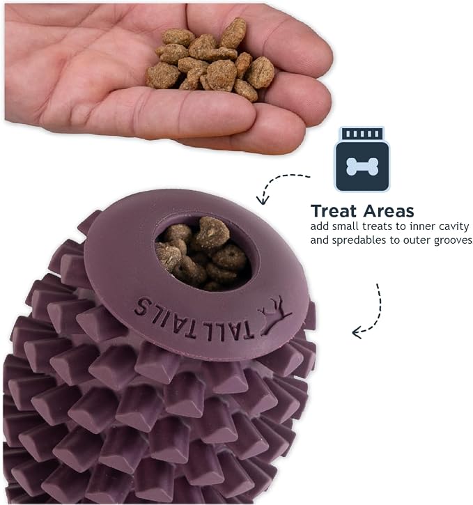 Tall Tails Pinecone Natural Rubber Reward Toy for Dogs - Use for Spreadables Treats and Kibble Play