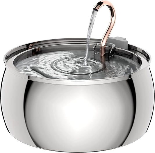 Tomxcute Stainless Steel Cat Water Fountain, Swan Neck Multi-Pet Dispenser | 304 Stainless Steel, Copper Plated Spout, 135oz Capacity, Ultra-Quiet Pump, Quadruple Filter, Dishwasher Safe Tank