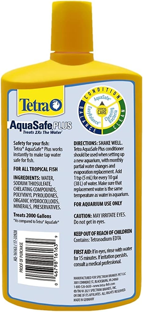 Tetra 16163 202.8 oz AquaSafe Plus Water Conditioner (1 CASE of 6-33.8 OZ Bottles)