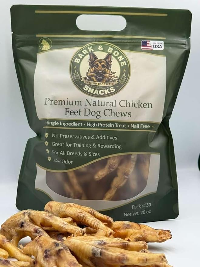 Bark & Bone Snacks Nail Free Premium Natural Chicken Feet for Dog's Treat | Single Ingredient, High Protein, 30 Count, 20 oz