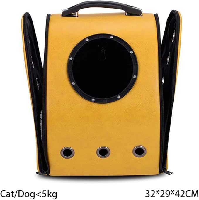 OLOTU Pet Backpack Transparent Ventilated Cat Backpack, Airline Approved Carrier Bag for Pet Travel, Portable Dog Backpack Carrier, Yellow Spacious