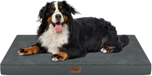 Orthopedic Dog Crate Bed for Extra Large Dogs, XXL Waterproof Comfort Pet Bed with Egg Crate Foam 47x29 Inch, Removable Oxford Cover, Gray