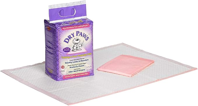 MidWest Homes for Pets Dry Paws Training and Floor Protection Pads, 30-Count, Pink, 23 5/8" x 17 3/4"