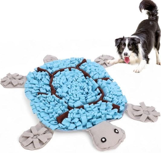 Turtle Snuffle Mat for Dogs, 28.8''x22.8'' Large Nose Work Mat, Dog Food Mat for Foraging and Mental Stimulation, Interactive Feeders for Boredom Relief（Blue）