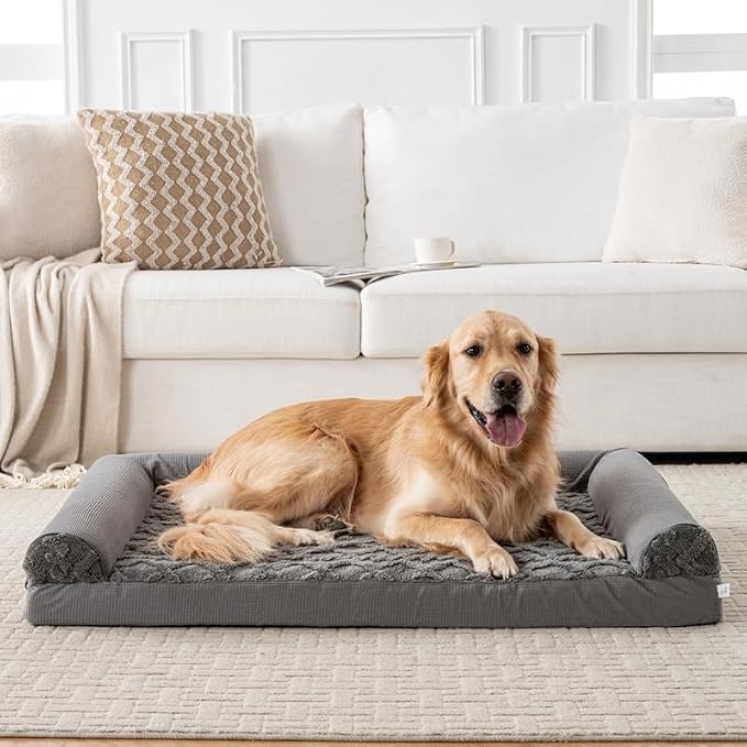 Dog Bed, U-Shaped Couch-Style Pet Bed with Waterproof Cover, Removable Washable Cover, for All Dog and Cat Breeds (Dark Gray, 35" x 25" x 6.5")