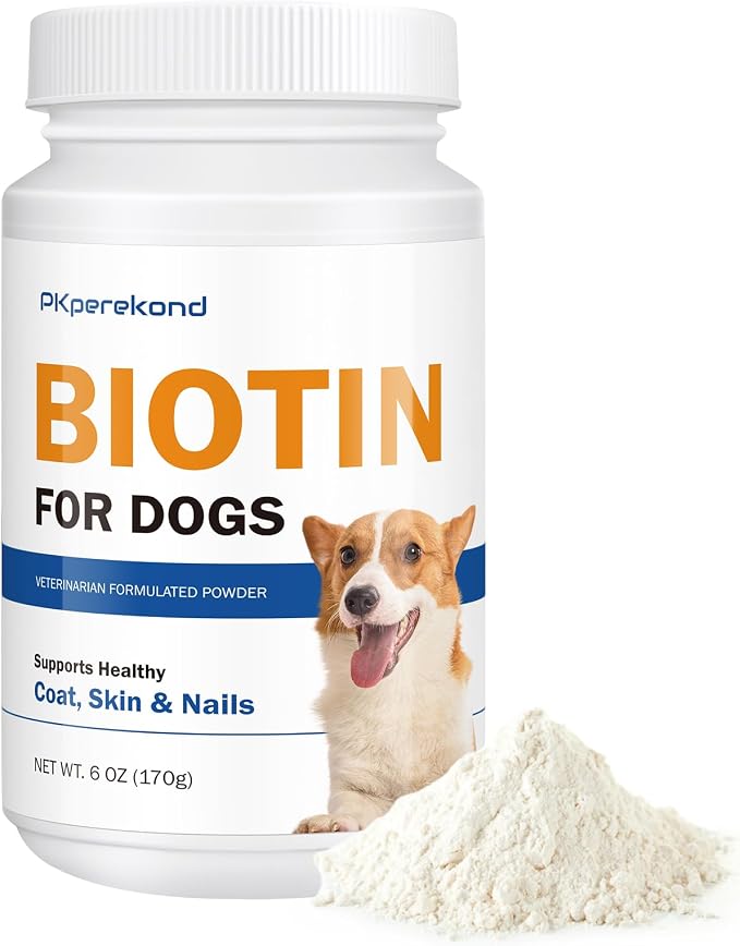 Biotin for Dogs, Supports Shiny Coat and Healthy Skin, Strengthens Dog Nails, Biotin Powder Supplement for Dog Shedding, Dry Skin Relief for Dogs, 6 oz, Original Flavor
