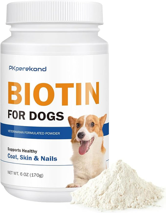 Biotin for Dogs, Supports Shiny Coat and Healthy Skin, Strengthens Dog Nails, Biotin Powder Supplement for Dog Shedding, Dry Skin Relief for Dogs, 6 oz, Original Flavor