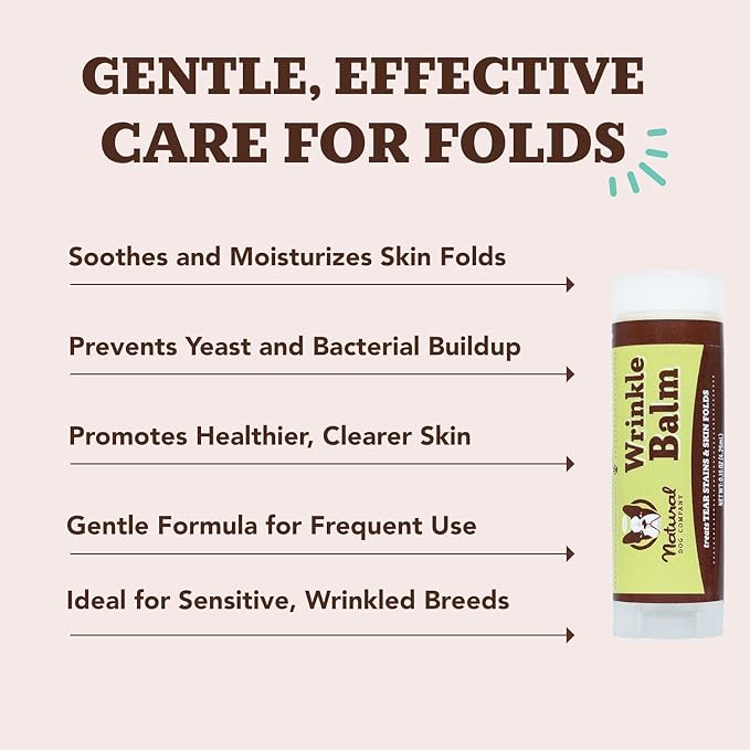 Natural Dog Company Wrinkle Balm Bundle, (1) 2 oz. Tin & (1) Travel Stick, Dog Dry Itchy Cream and Lotion, Moisturizes & Soothes Irritated Skin, Yeast Infection, Protects from Cracks & Wounds
