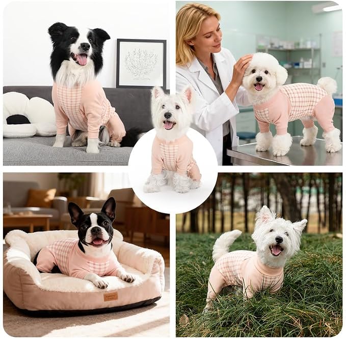 Dog Recovery Suit After Spay-Prevents Lick & Shed (Pink,2XL) | Soft, Breathable cotton onesie protects abdominal surgical areas by preventing licking,scratching,and shedding