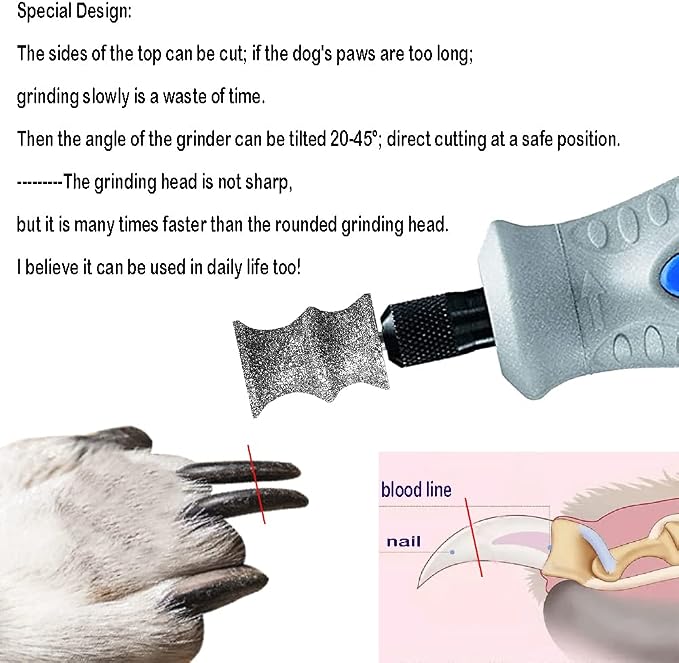 Diamond Dremel Dog Nail Grinder Bits for Rotary Tool-1/8'' Dremel Dog Nail Grinder Attachment-Pet Nail Grinder Bit Work for Animals Nail Care Large C 1P