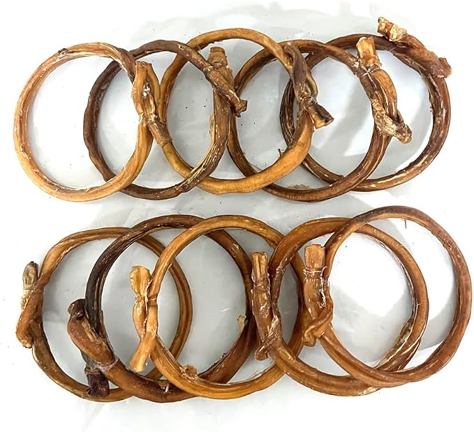 Natural Dog Treats - Single-Ingredient - 100% digestible (Pack of 10, Bully Stick Rings)