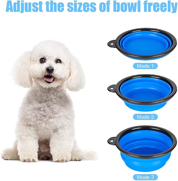 Pack of 6 Large Size Collapsible Dog Bowl, Food Grade Silicone BPA Free, with Carabiner Clip Foldable Expandable Cup Dish for Pet Cat Food Water Feeding Portable Travel Bowl (Blue & Red)