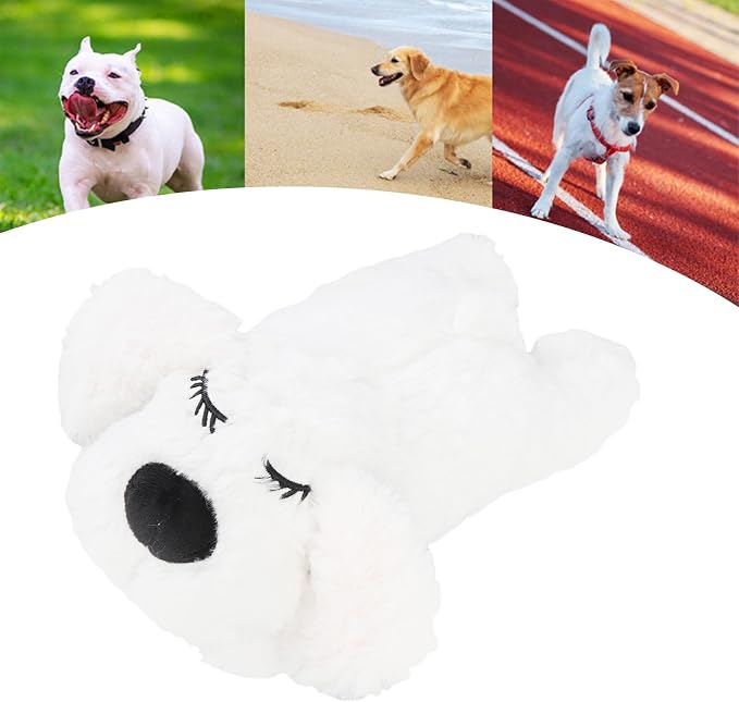 Puppy Toy with Heartbeat Stuffed Animal, for Dogs Pet Anxiety Relief Behavioral Sleep Aid Crate Kennel Training Toy (White)