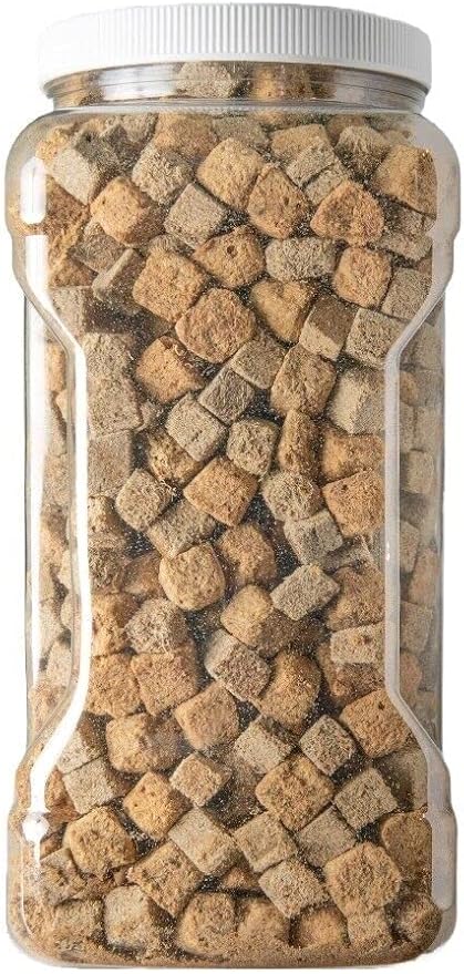 Freeze Dried Floating Brine Shrimp Cubes and Tubifex Cubes for All Tropical Fish, Marine Fish, Discus, Cichlids, Koi & Pond Fish, Turtles…1.5oz Small Jar