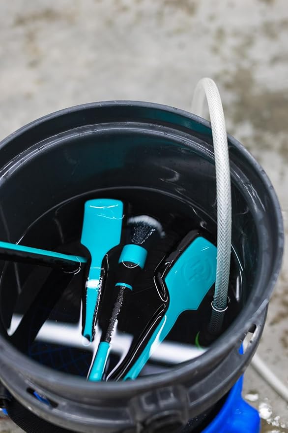 Detail Factory - Fender Well Brush - Ergonomic ProGrip Handle, Stiff Synthetic Bristles, Ergonomic Design, Clean Your Wheel Wells with Ease - Octane Riptide