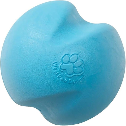 WEST PAW Zogoflex Jive Ball Dog Chew Toy – Bouncing Toys for Dogs, Fetch, Catch, Chewing, Play – Floatable, Recyclable Balls – Latex-Free, Non-Toxic, Dishwasher Safe Dog Toy, Small 2.5", Aqua Blue