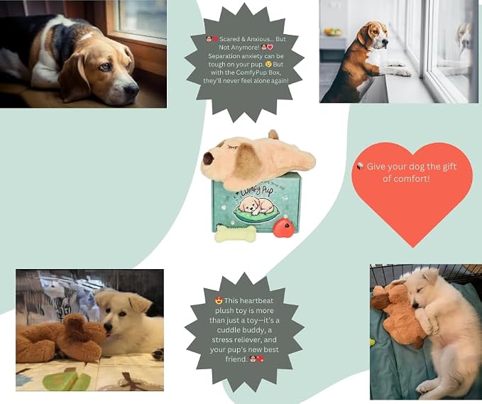 Calming Puppy Toy with Heartbeat for Anxiety Relief for Dogs and Cats, Chew Toy for Dental & Mental Stimulation, Heartbeat Puppy Toy Sleep Aid, Crate Training & New Dog Parent Gift Set