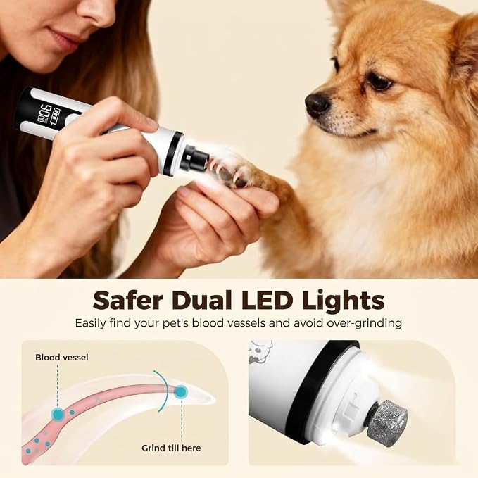 2026 Upgraded Silent Groom Pro Nail Grinder for Dogs & Cats, 3-Speed Cordless silent grooming pro with LED Light, 2000mAh Long Battery Life, Painless Paws Grooming for Small Medium Large Pets (White)