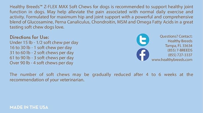 Healthy Breeds Flat Coated Retriever Z-Flex Max Hip & Joint Soft Chews 100 Count