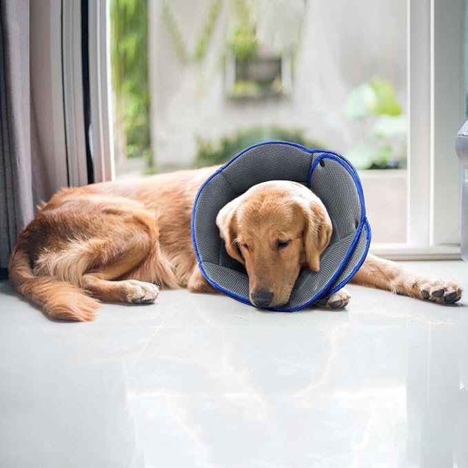 Soft Dog Cone Collar Alternative to Stop Licking,Comfort Recovery Collar for Large, Medium,Small Dogs,Cat,Adjustable Elizabethan Collar Alternative,Dogs Recovery Collar After Surgery,Blue,S