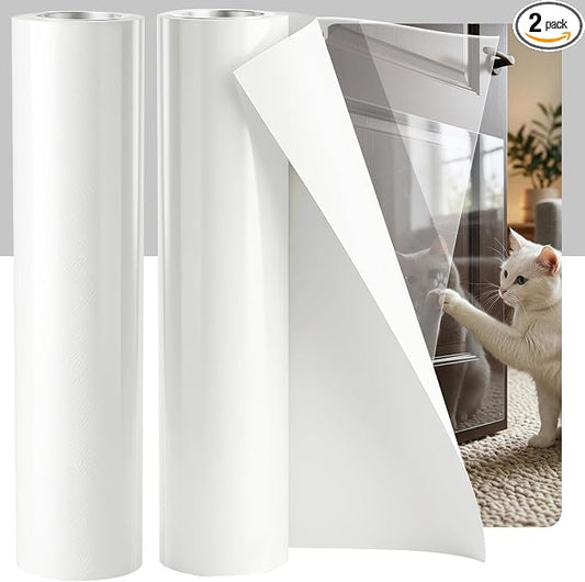 2 Pack 200"x12" Cat Furniture Protector, Multi-Use Couch Protector from Cat Claws for Sofa, Door Frame & Wall, Self-Adhesive Scratch Pads, Easy Trim Cat Scratch Deterrent for Furniture Legs