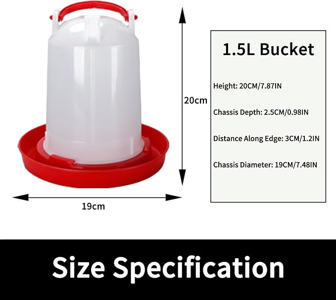 Poultry & Bird Water Dispenser 1.5L, 4-Pack – Easy to Refill Hanging Chicken Waterer for Ducks, Quail, and Small Birds