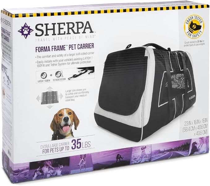Sherpa Forma Frame Crash-Tested Travel Pet Carrier - Black, Extra Large
