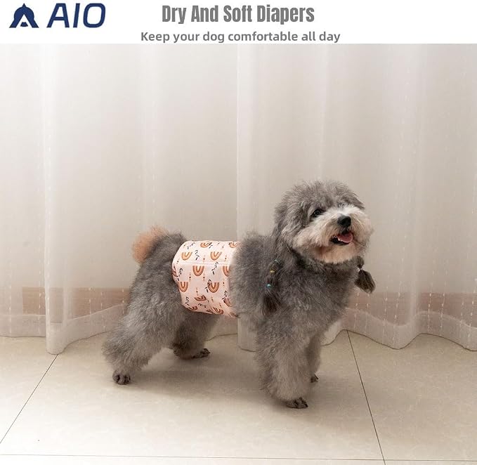 AIO Washable Male Dog Belly Band Pet Diapers Cute Claws Washable Male Puppy Diapers Belly Bands Reusable Dog Diapers Dog Diapers Male L(Rainbow,Cow Pattern,Gray Claws)