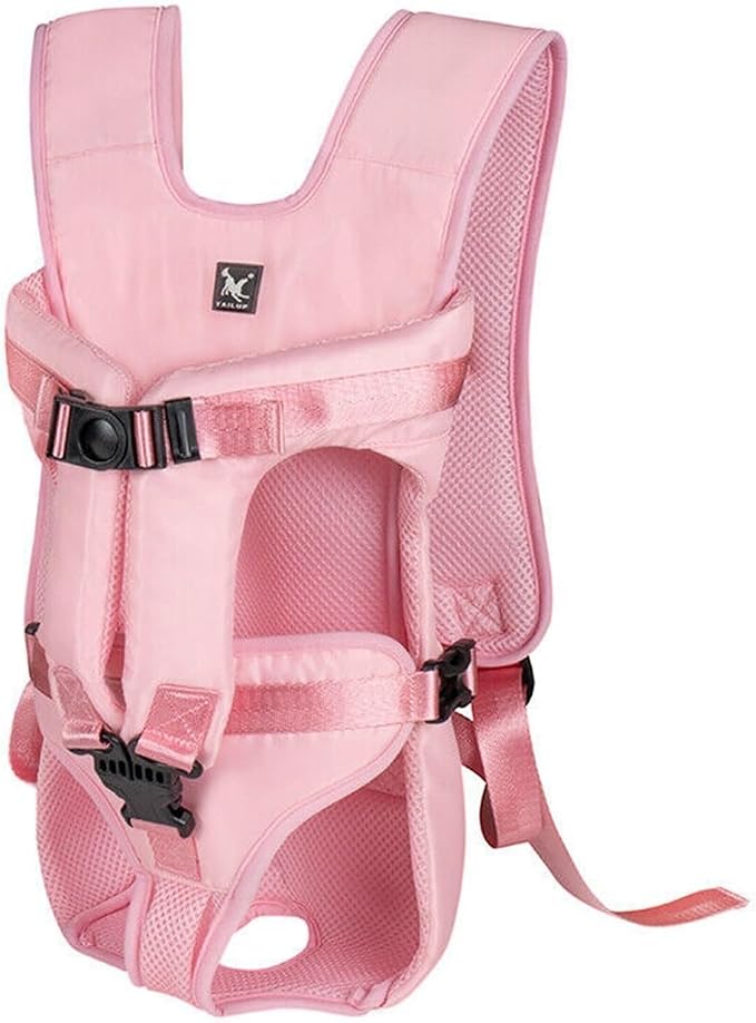 Pet Backpack for Cat Thickened Sponge Front Dog Backpacks Portable Puppy Transportation Bags(Bright Pink,S)
