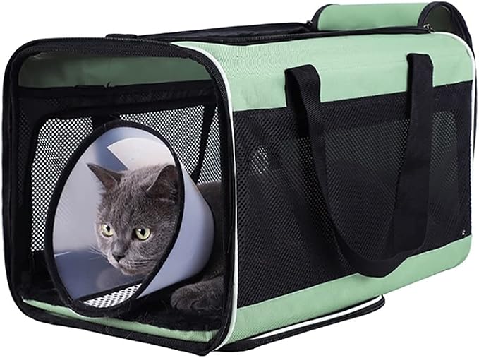 Pet Carrier Adjustable Pet Carrier Bag Breathable Dogs Cats Cage Crate Sterilization Portable Diagonal Pet Bag Car Seat Small Animals Travel Bag (Color : Green)