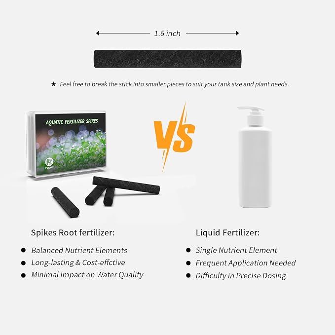 FZONE Aquarium Root Fertilizer Spikes, 25 ct，NPK High-Concentration Easy Green Aquarium Fertilizer, Freshwater Aquarium Plant Fertilizer for Plant and Root Growth (25 Spikes Per Box)