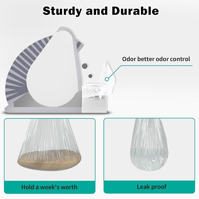 Trash Bags Compatible with Popur X5 Litter Box - with Elastic Band, Thickened Design for Popur X5 Self-Cleaning Cat Litter Box/Home Trash Bags (100 Pcs)