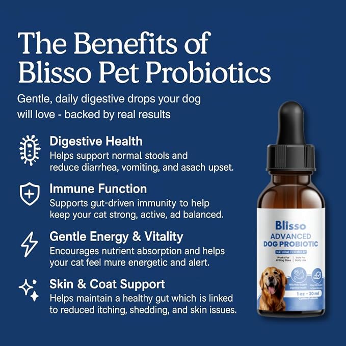 Advanced Dog Probiotic Drops – Digestive Support for Dogs with Diarrhea, Vomiting & General Health – 1 oz Liquid Supplement