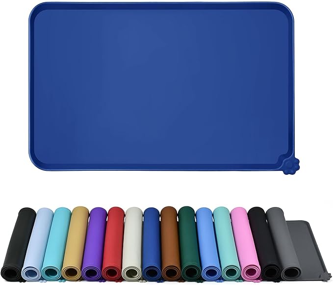 Reopet Silicone Pet Feeding Mat - Waterproof & Non-Slip Dog Cat Placemat | High Raised Edges Prevent Food & Water Spills to Protect Floors, Easy to Clean, Fit for Dog Cat Bowls